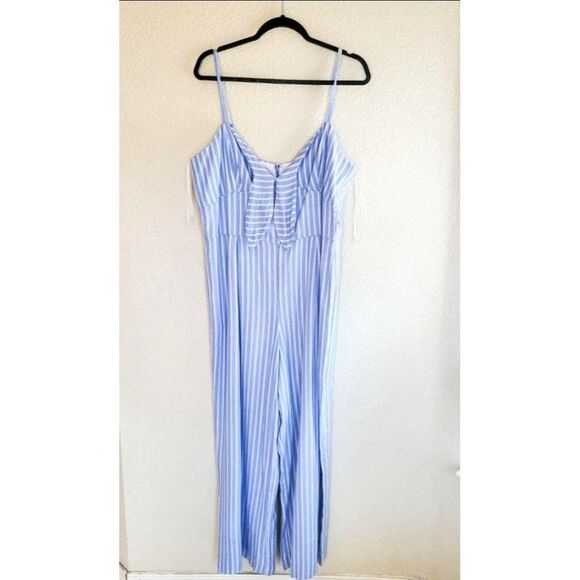 J.Crew Womens Jumpsuit Blue 14 Plus-Size Sleeveless Striped NEW Lined - Picture 5 of 11